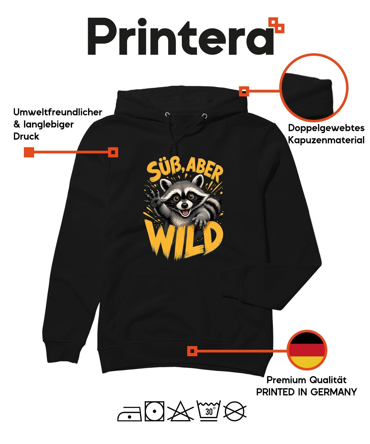 Słodka ale dzika pracz Statement bluza z kapturem | Sarkazm Trash Panda Frechdachs Animal Loopy Maskarmik Mały Niedźwiedź Ilustracja Słodkie Zwierzę Powiedzenie Pomysł na