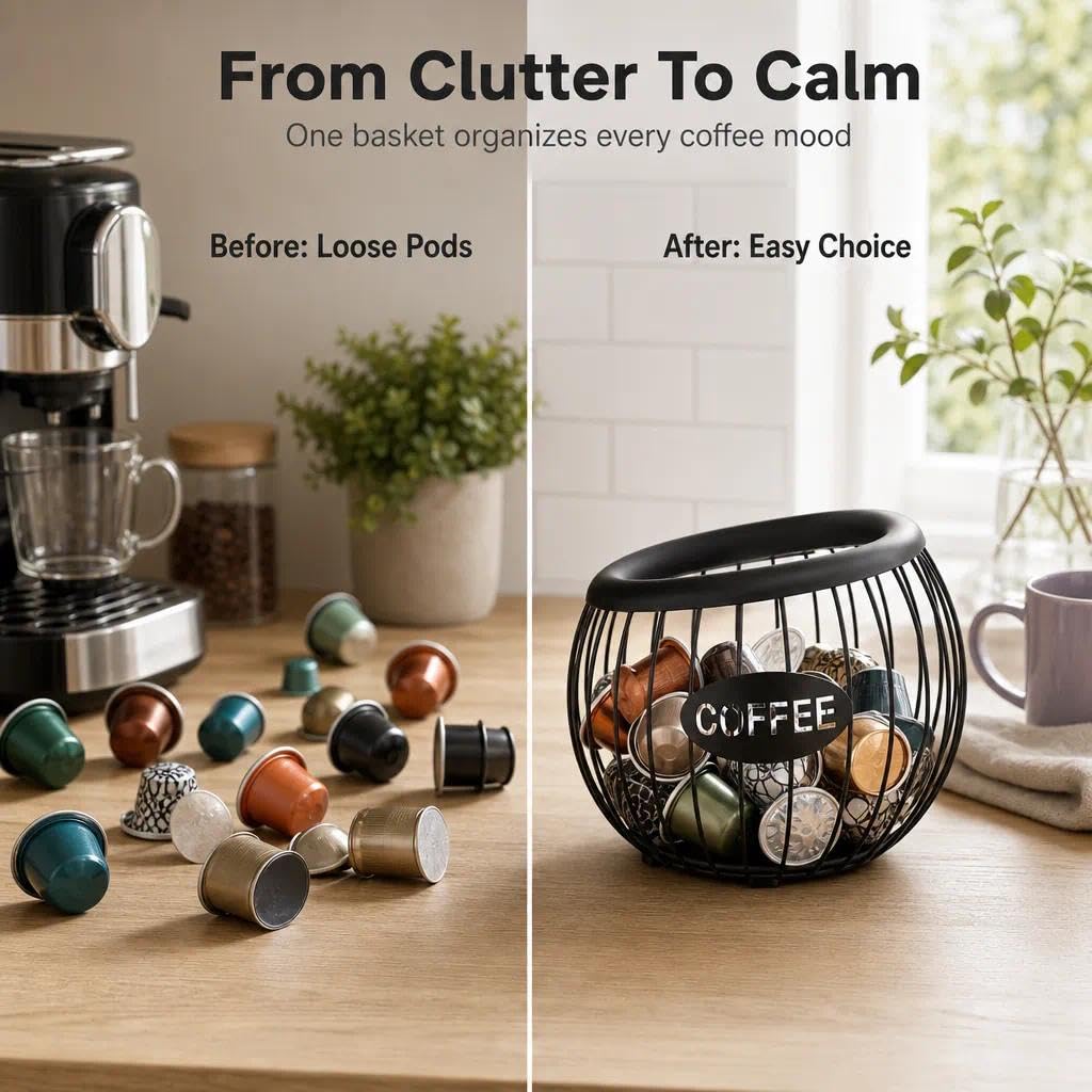 Kaffeekapseln Aufbewahrung Metall,kaffee kapsel aufbewahrung, Kapselhalter,Kaffeepads Aufbewahrung,Große Kapazität Kaffeepods Organizer, Geeignet für Büros, Wohnzimmer, Küchen,Schwarz