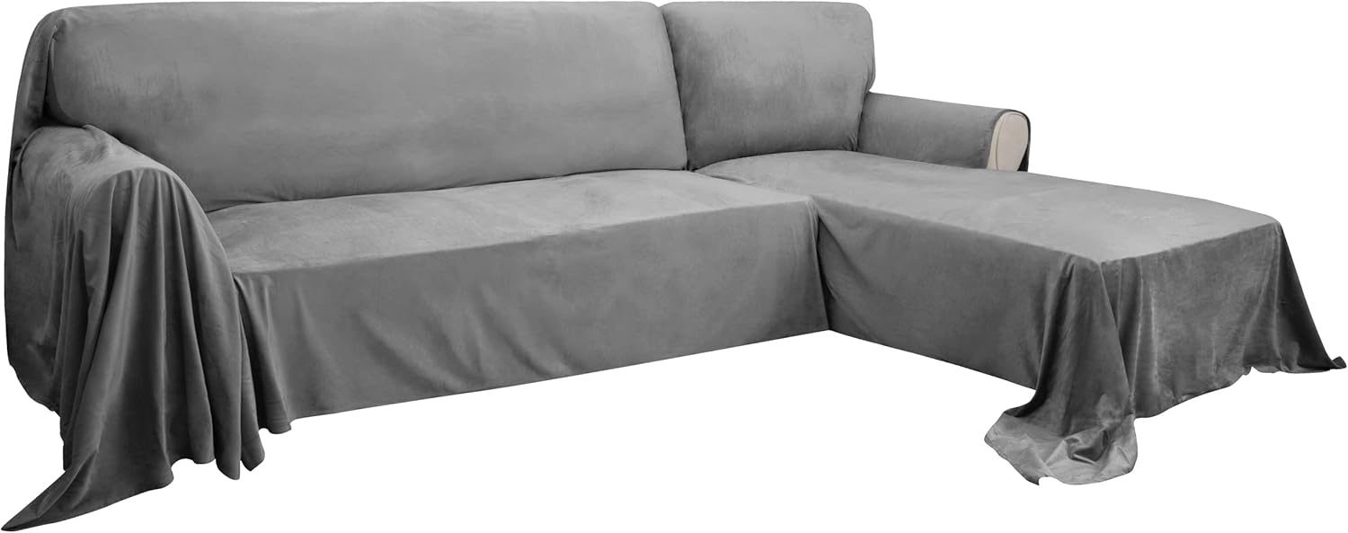EasyGoing Luxury Velvet Sectional Couch Covers for Living