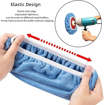 Car Polisher Pad Bonnet,9-10Inch Car Polishing Pad,Auto Microfiber Bonnet Polisher,Soft Wool Wax Wash Buffer Cover,Buffer Bonnets Cleaning Tools Accessories for Car Polish Mix (20PCS)