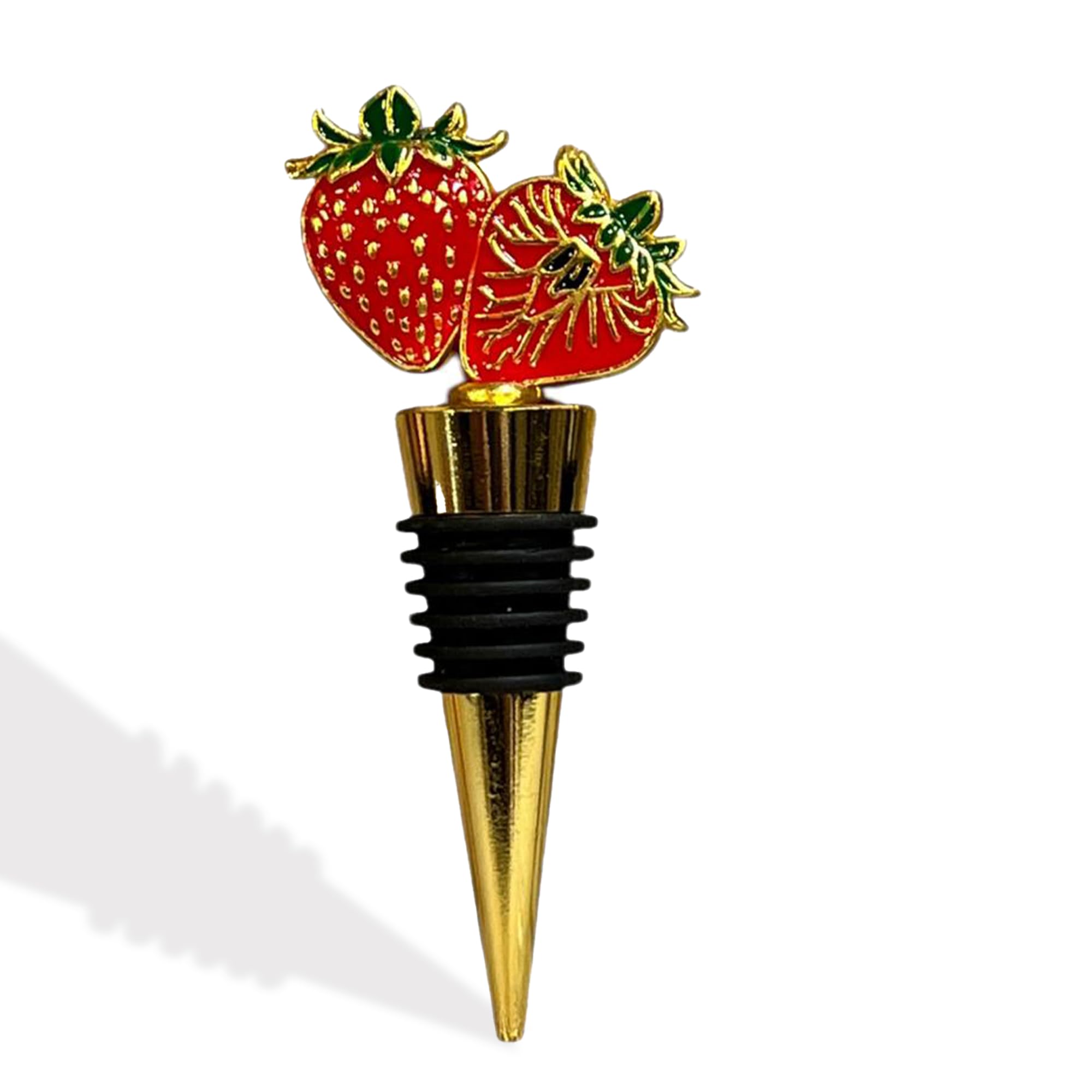 Decorative Shaped Top Bottle Plug β Durable, Reusable, Airtight Seal for Freshness, Ideal for Home, Kitchen (Strawberry - Gold)