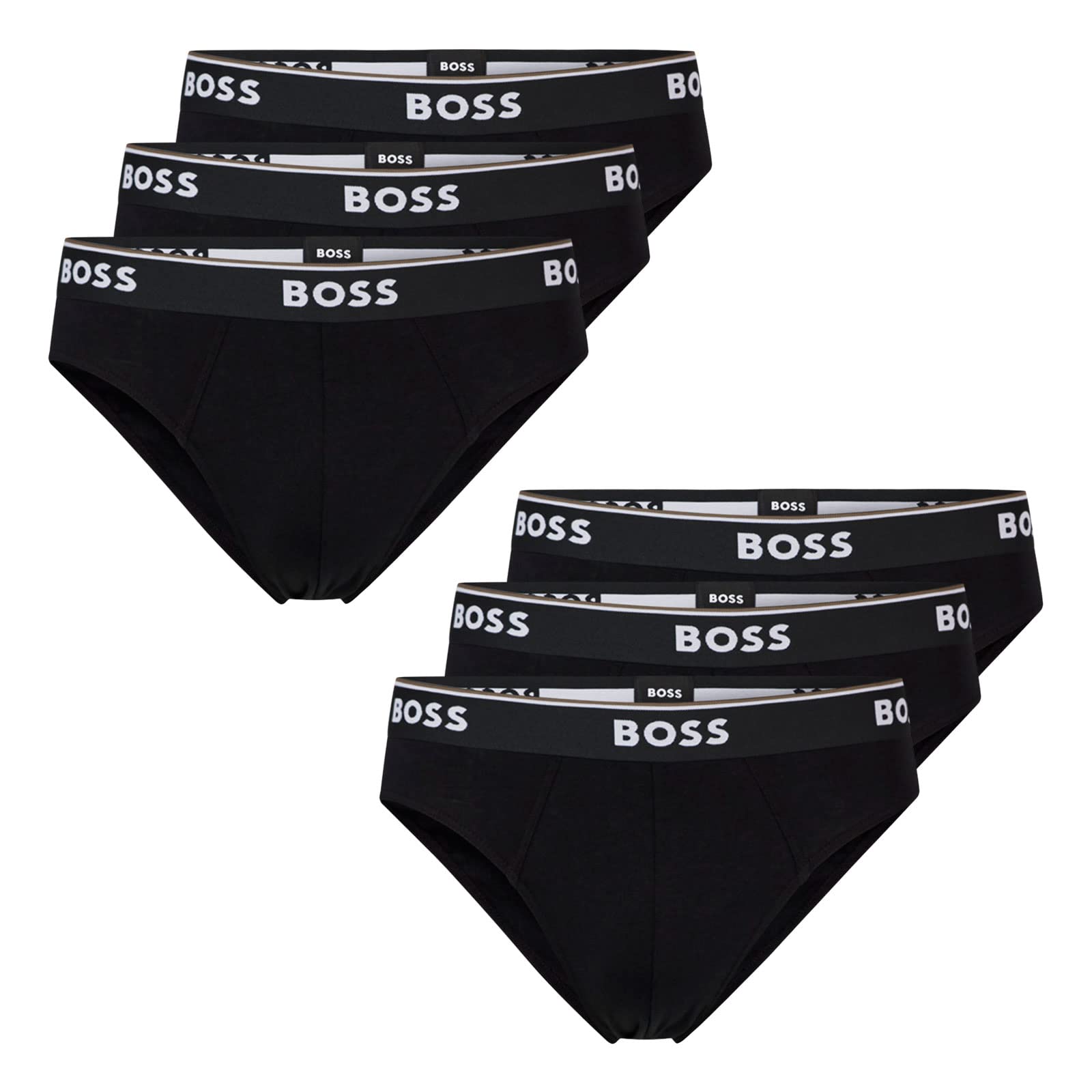 BOSS 3 Pack Power Briefs, Black, Size M, Men