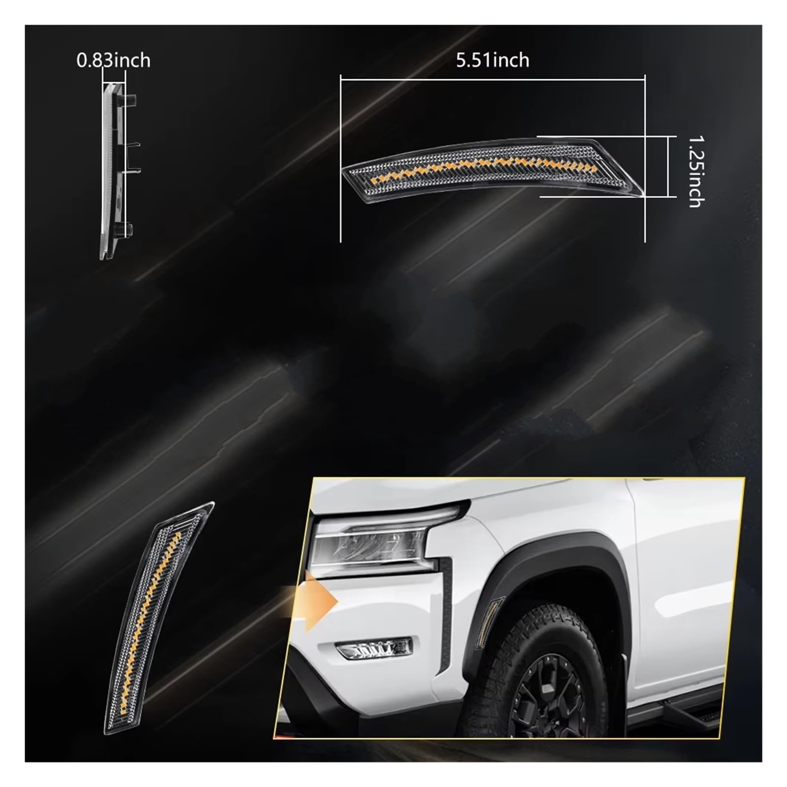 Fanale Freccia Auto Per Nissan Per Frontier 2022-2024 2 Pezzi Anteriore Indicatore Laterale Direzione Con LED 261409BU0B 261459BU0B NI2556102 Luce Freccia