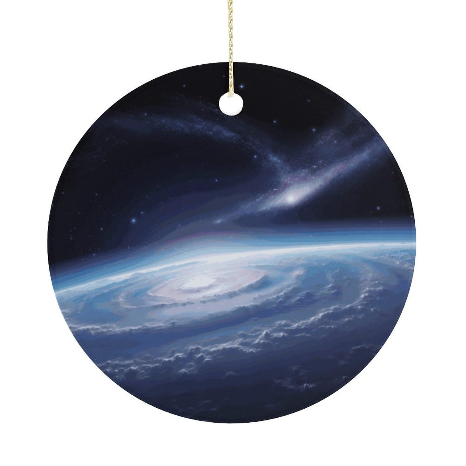 Space Photo Christmas Ornaments Colorful Round Ceramic Ornament Christmas Hanging Decor Christmas Tree Decorations Xmas Keepsake for Women Men Xmas Holiday Party