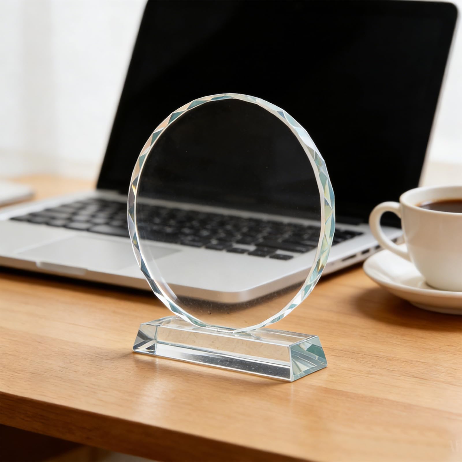 Toyvian Trofeo de Cristal de Premio de Logro en Forma de Girasol, Placa de Cristal Transparente Octogonal 16 Cm, Trofeo para Reconocimiento Laboral y Ceremonia de Jubilación, Adorno