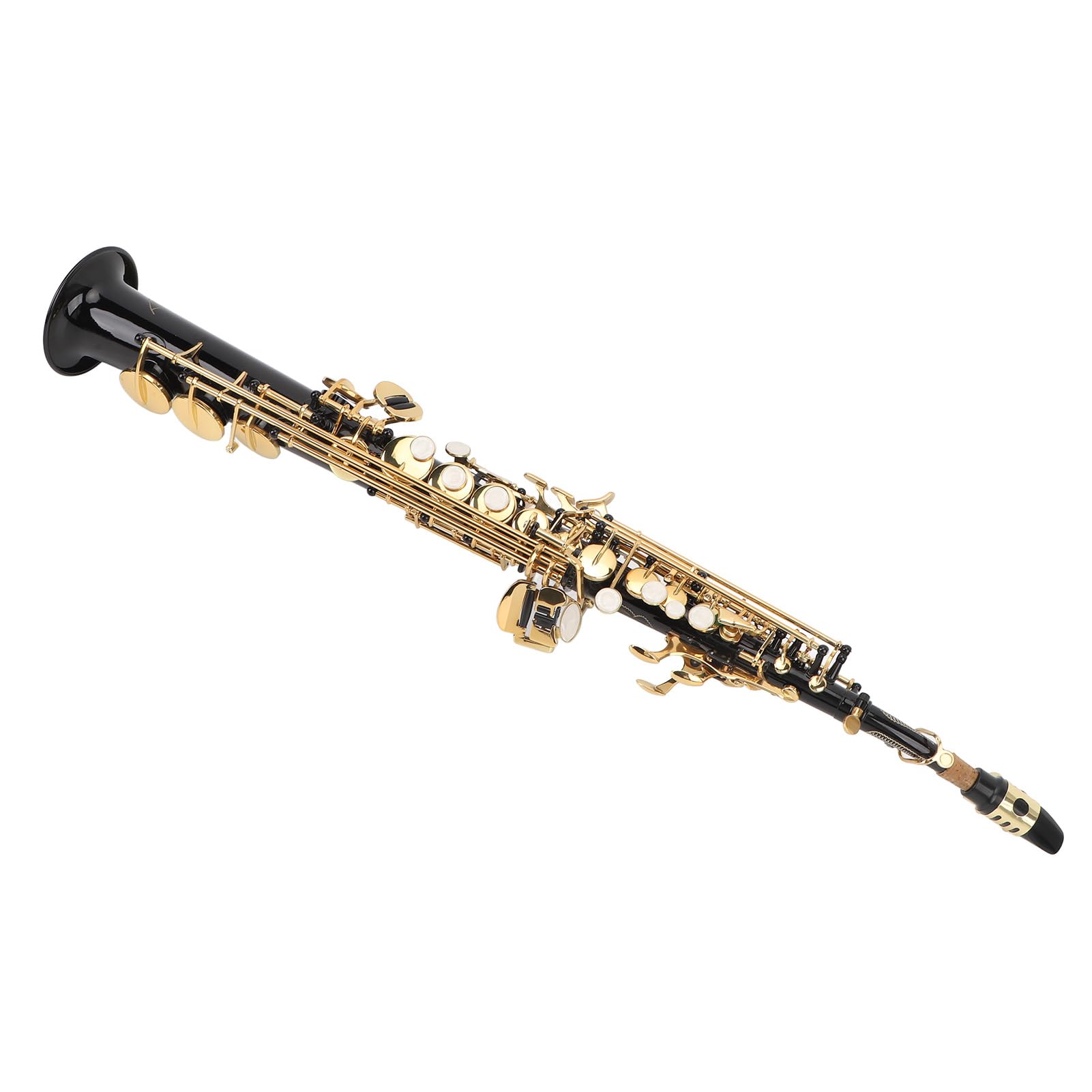 Emoshayoga Kit per Sassofono Soprano Chiave Bb in Ottone con Bocchino e Manico Curvo per Musicisti Jazz Principianti