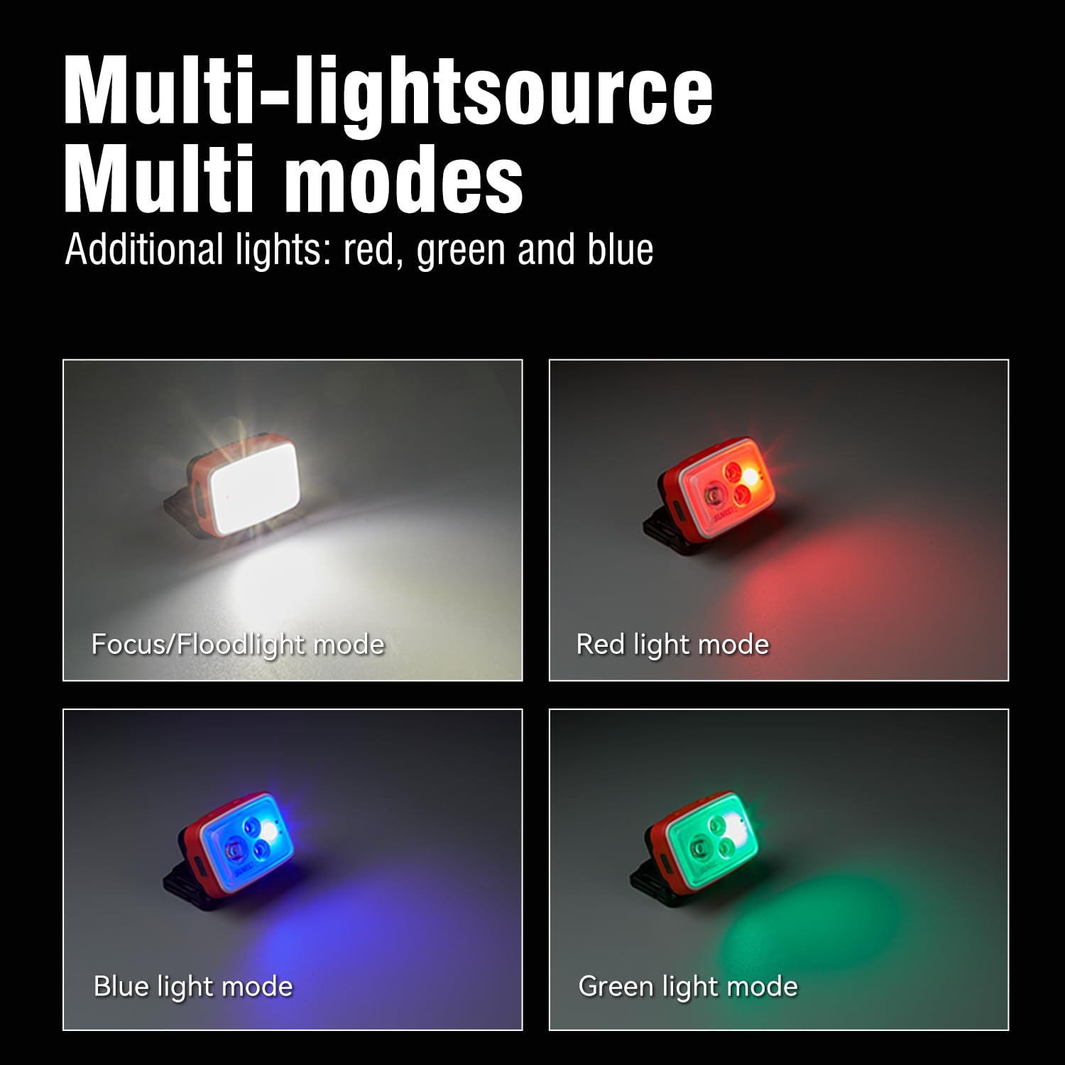 SUNREI 700 Lumen wiederaufladbare Stirnlampe mit RGB-Licht, Bewegungssensor, stufenloses Dimmen, IPX6 wasserdicht, 2200 mAh Akku, 5700 K, Spot/Flut/Kombi-Strahl, roter Blitz, Typ-C leichter