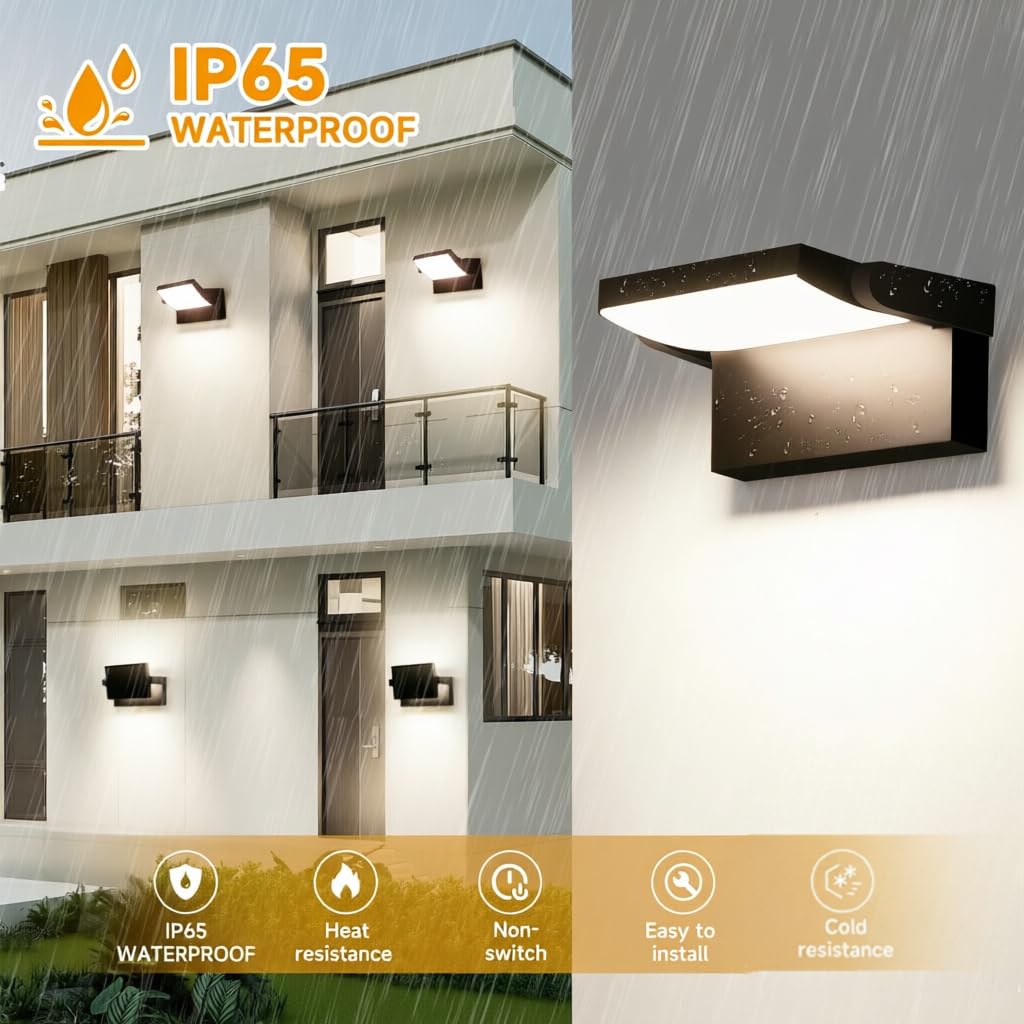 40W LED Wandleuchten Aussen 4000 Lumen Modern Wandlampen Innen Natürlich Weiß 4000K Aussenleuchte schwarz mit 350° Schwenkbar LED Panel Wasserdicht IP65