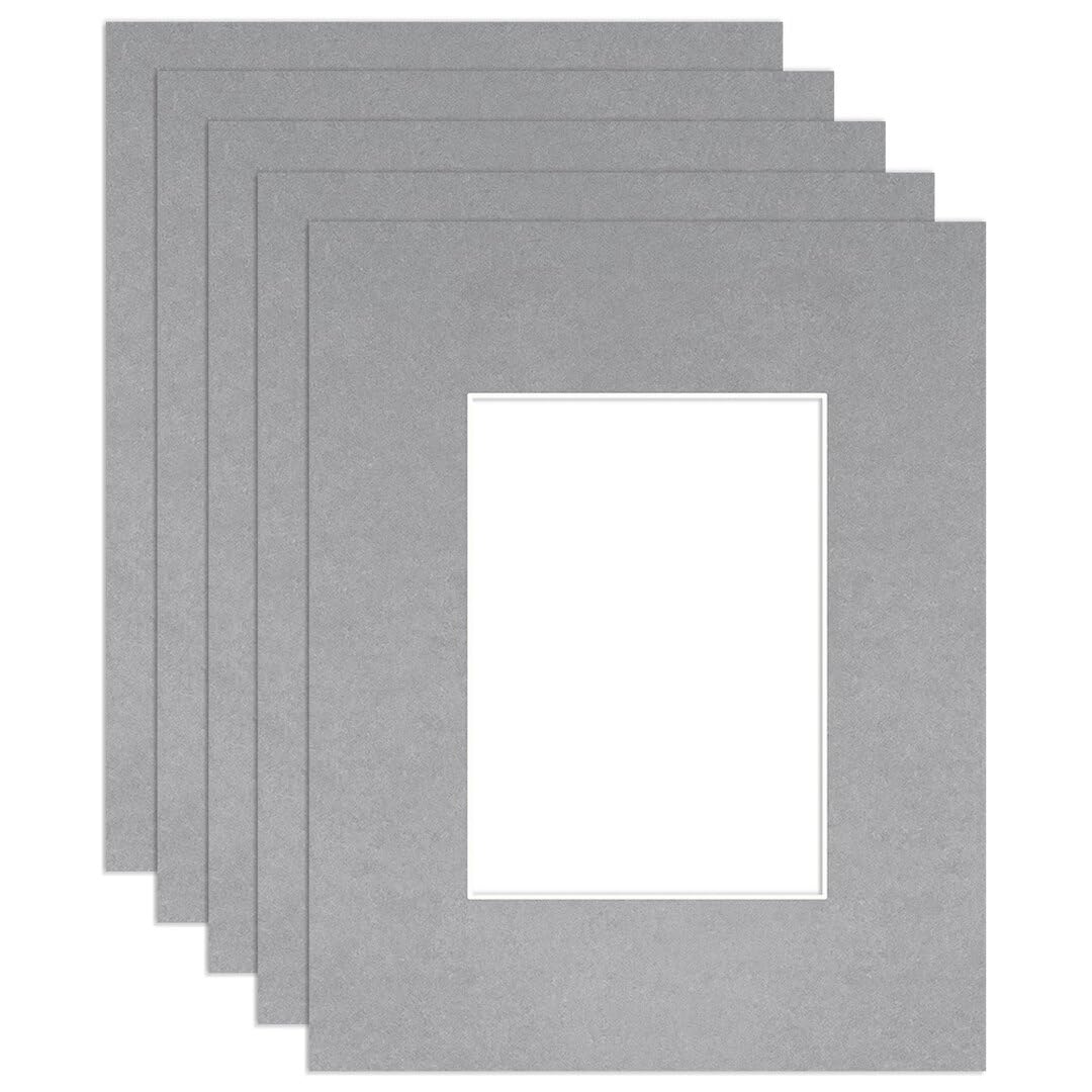 Procut Global 20x16" Silver Picture Mounts to Fit A4 Aperture - Precision Cut Cardboard Photo Mount - Ideal for Frames, Prints, Artwork & Certificates - Sizes & Colours Available - 5 Pack — image 1
