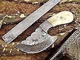 7' long compact Hand Forged Damascus Steel wide blade skinning Knife with 3.5' cutting, Natural...