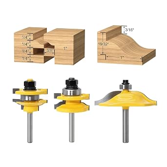 Router Bit Set of 3 1/4 Shank Raised Panel Cabinet Door Router Bit Ogee Rail Tile Router Bit Set for Woodworking
