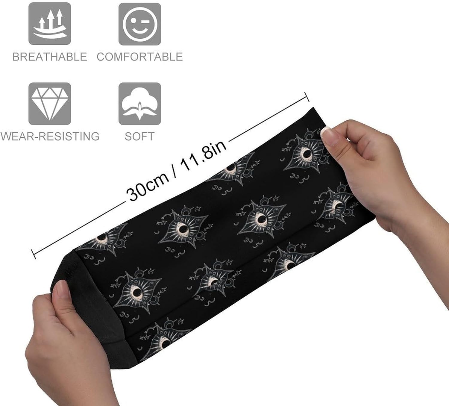 Gothic Blackcraft Wiccan Witch Pagan Eye Knee High Socks Athletic Long Stockings Sport Casual Crew Tube Sock Boot