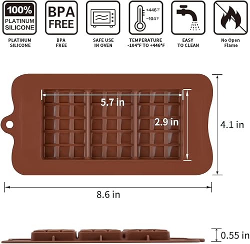 Miniatura 6 de Moldes de chocolate - Moldes de silicona para barra de chocolate, molde de caramelo para barra de energía