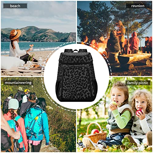 Alaza Dark Gray Leopard Cheetah Print Backpack Cooler For Women Men Insulated Waterproof Leak Proof Coolers For Hiking Camping Beach, 36 Cans #TOP5