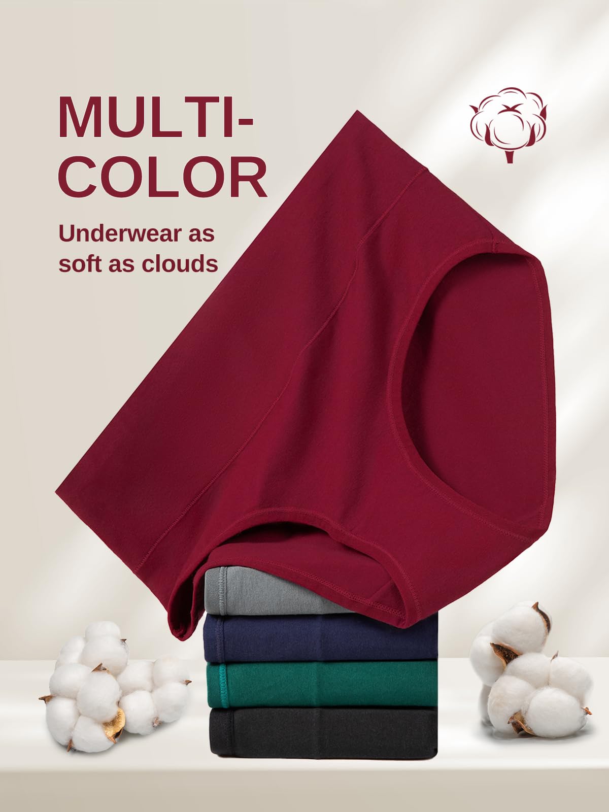 Cotton Underwear for Women High Waisted Full Coverage Briefs Soft Ladies Panties 5 Pack