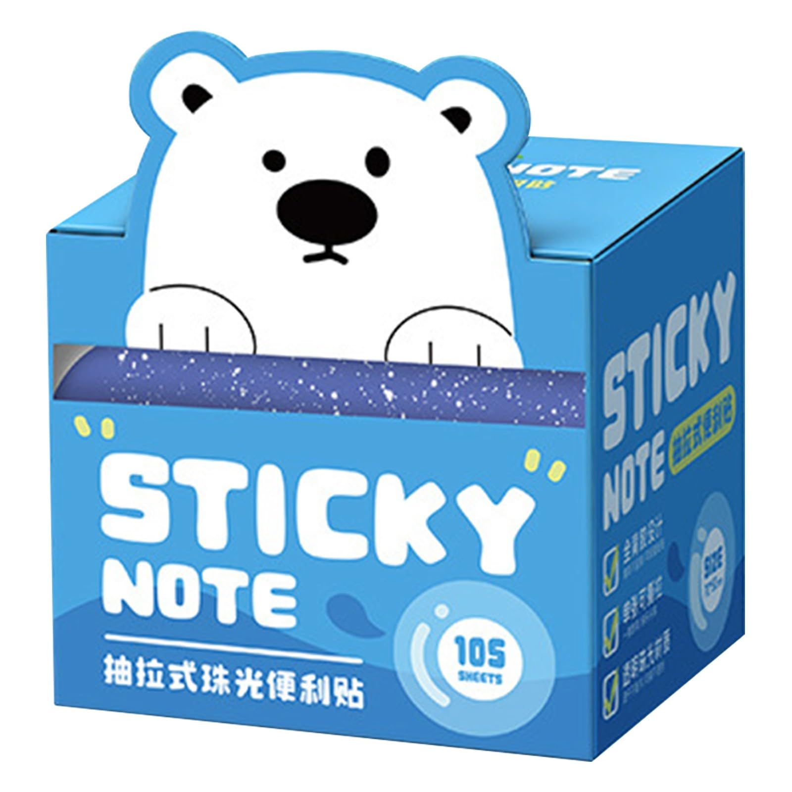 Glitter Sticky Notes, Transparent Sticky Notes with Cartoon Pattern (C-Blue)