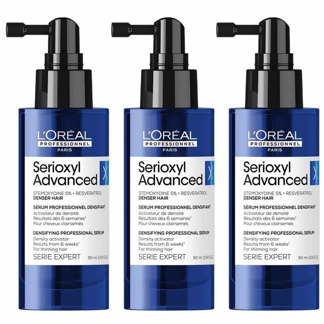 L'Oréal Professionnel Serioxyl Advanced Densifying Serum per Capelli Leggeri con Stemoxydine 5% e Resveratrol 3 x 90 ml