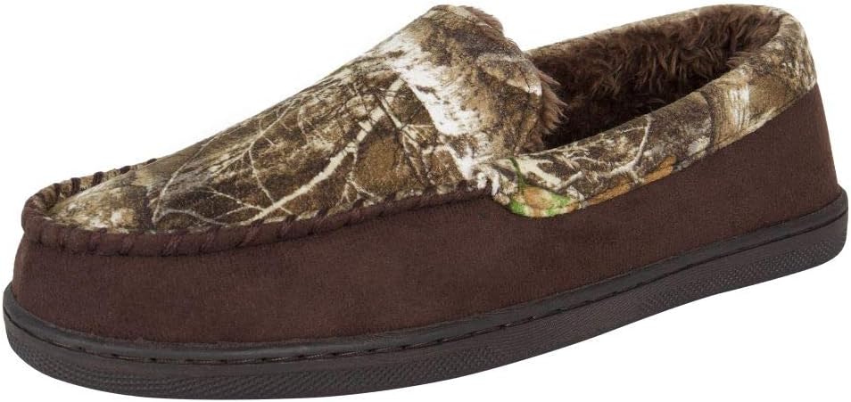 Realtree Boy's Memory Foam Moccasin House Slipper Indoor/Outdoor, Camo Venetian, Medium