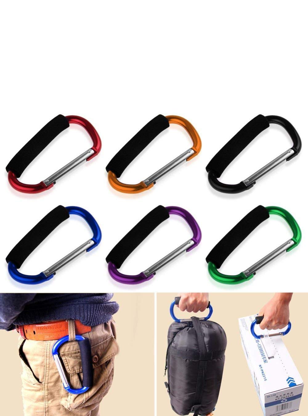 Große Kinderwagenhaken für Mommy, 2 Stück Karabiner Kinderwagen Haken Organizer für hängende Geldbörsen, Windeltasche, Einkaufstaschen. Clip für Einzel- / Doppel-Reisesysteme, Autositze
