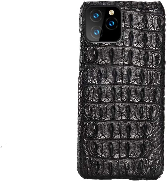 Étui en cuir véritable crocodile pour iPhone 11 Pro de couleur noir format dos