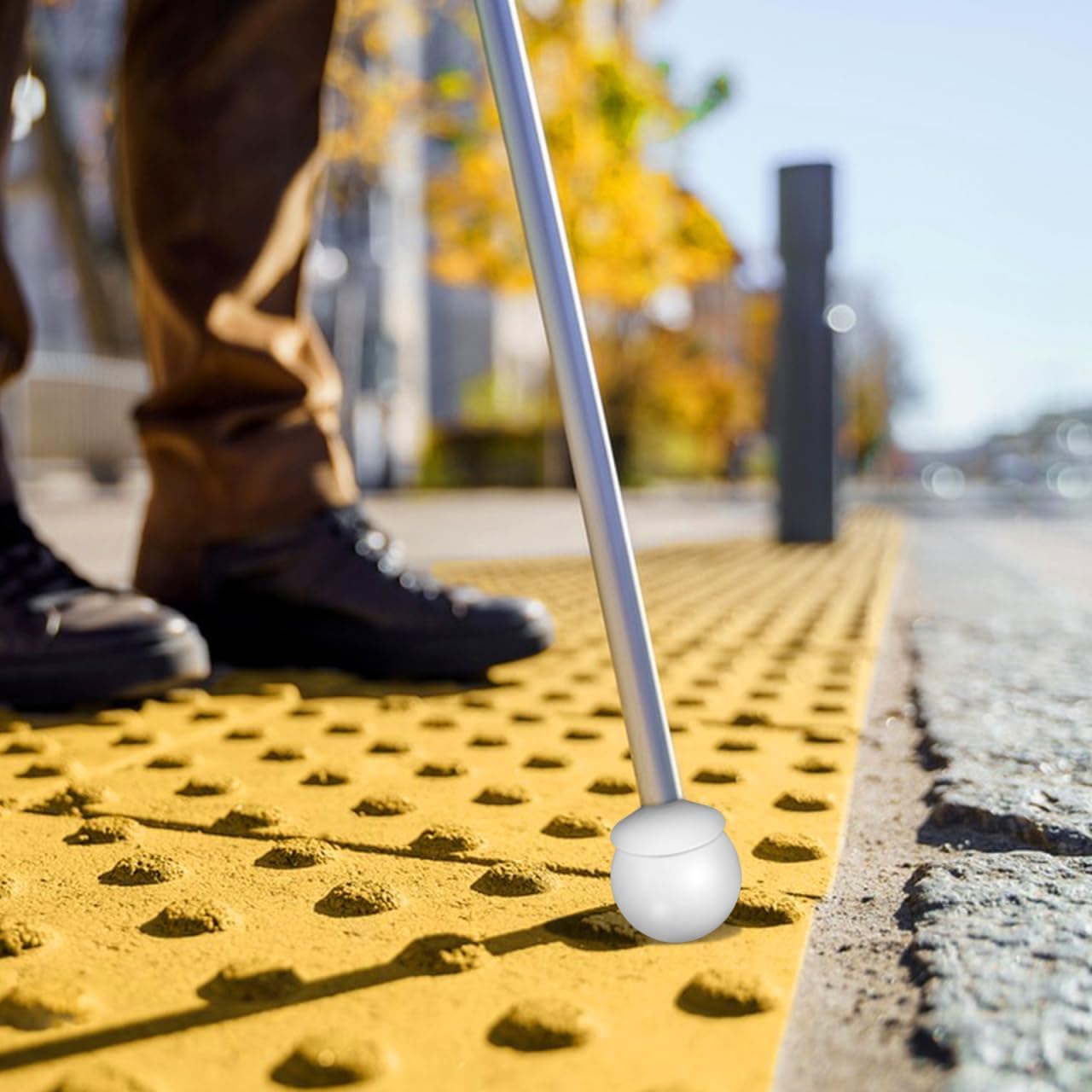 Assistive Rolling Tip for Blind Walking Stick Cane Protection Stability Hook White Round Ball Head Stick Tip Replacement