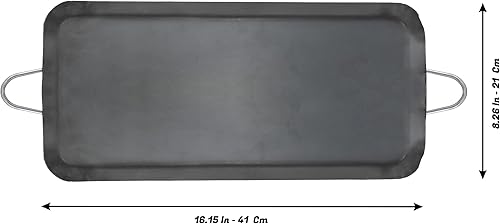 Miniatura 2 de Comal Para Tortillas Grandes Para Estufas para Tortillas y Quesadilla Acero al Carbono Mango de Metal Resistente (8.25x16.5 pulgadas)