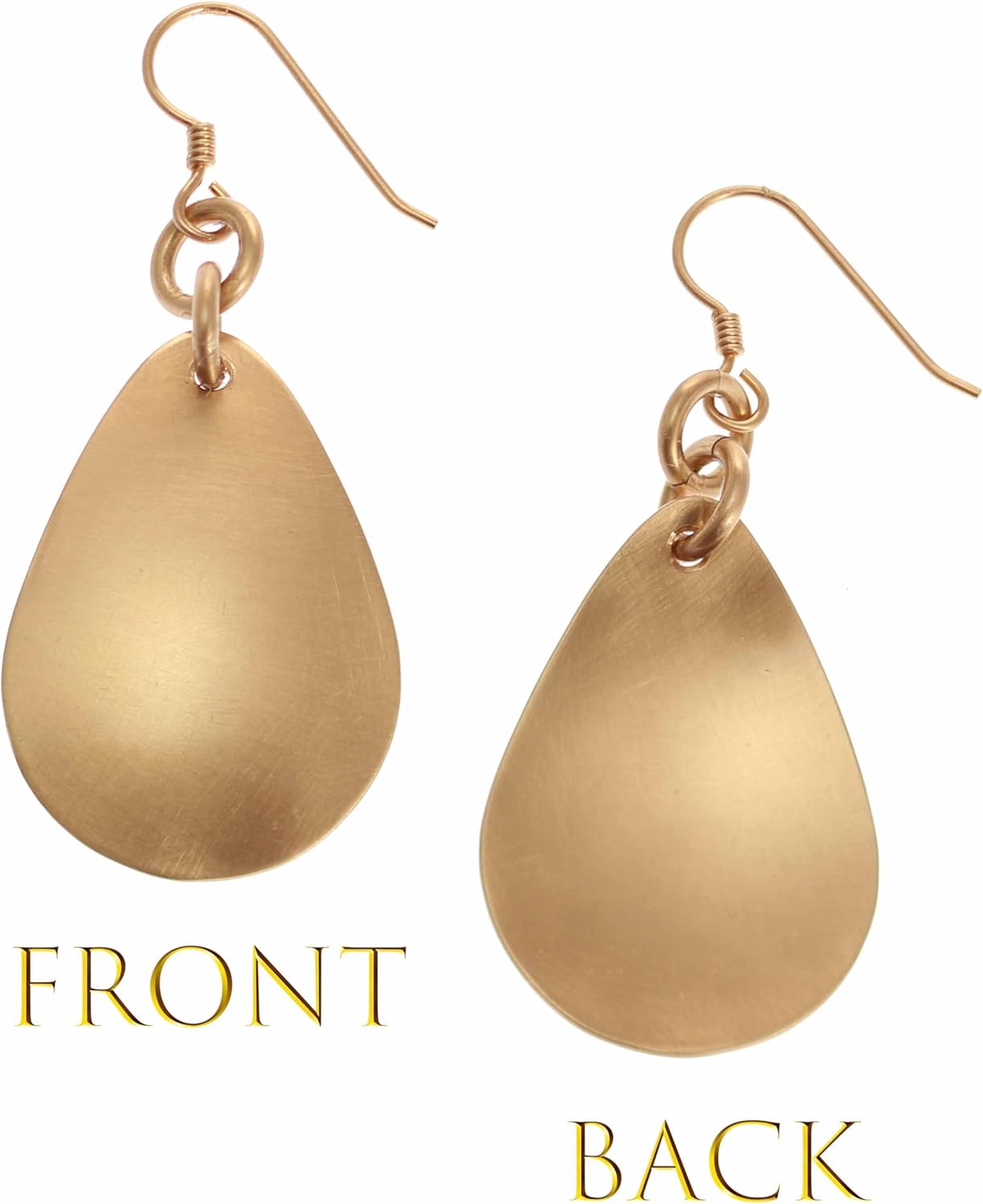 John S. Brana Brushed Bronze Drop Earrings for Women, Elegant Teardrop Dangle, Artisan Handmade Jewelry