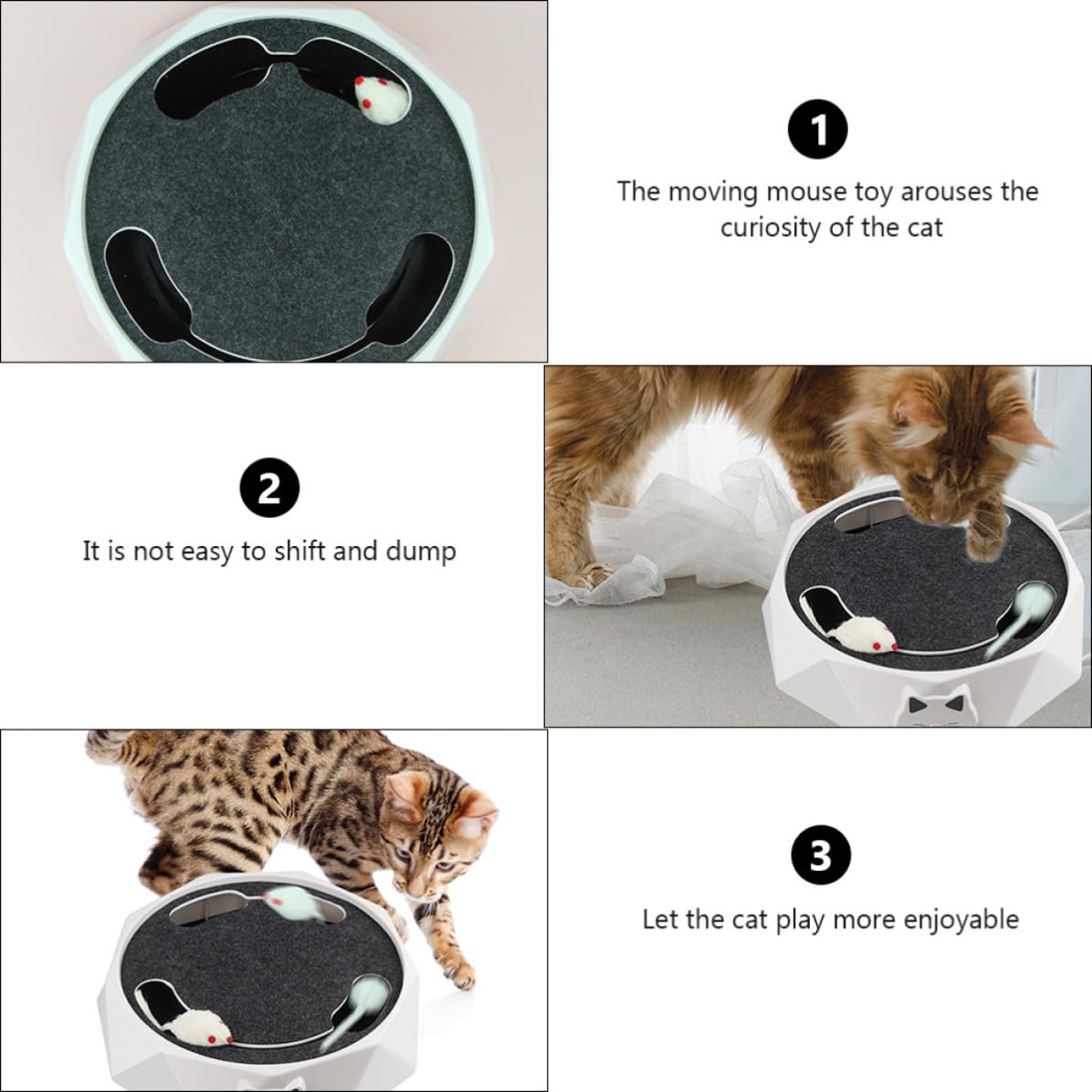 Juguete Eléctrico Interactivo para Gatos Forma de Ratón, Material Abs Portátil y Funcionamiento 3 Baterías AA, Adecuado para Entretenimiento y Ejercicio