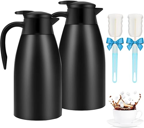Miniatura 7 de Jarra de café de 70 onzas con aislamiento térmico de acero inoxidable para café, agua caliente, té, bebidas calientes, mantiene 12 horas calientes
