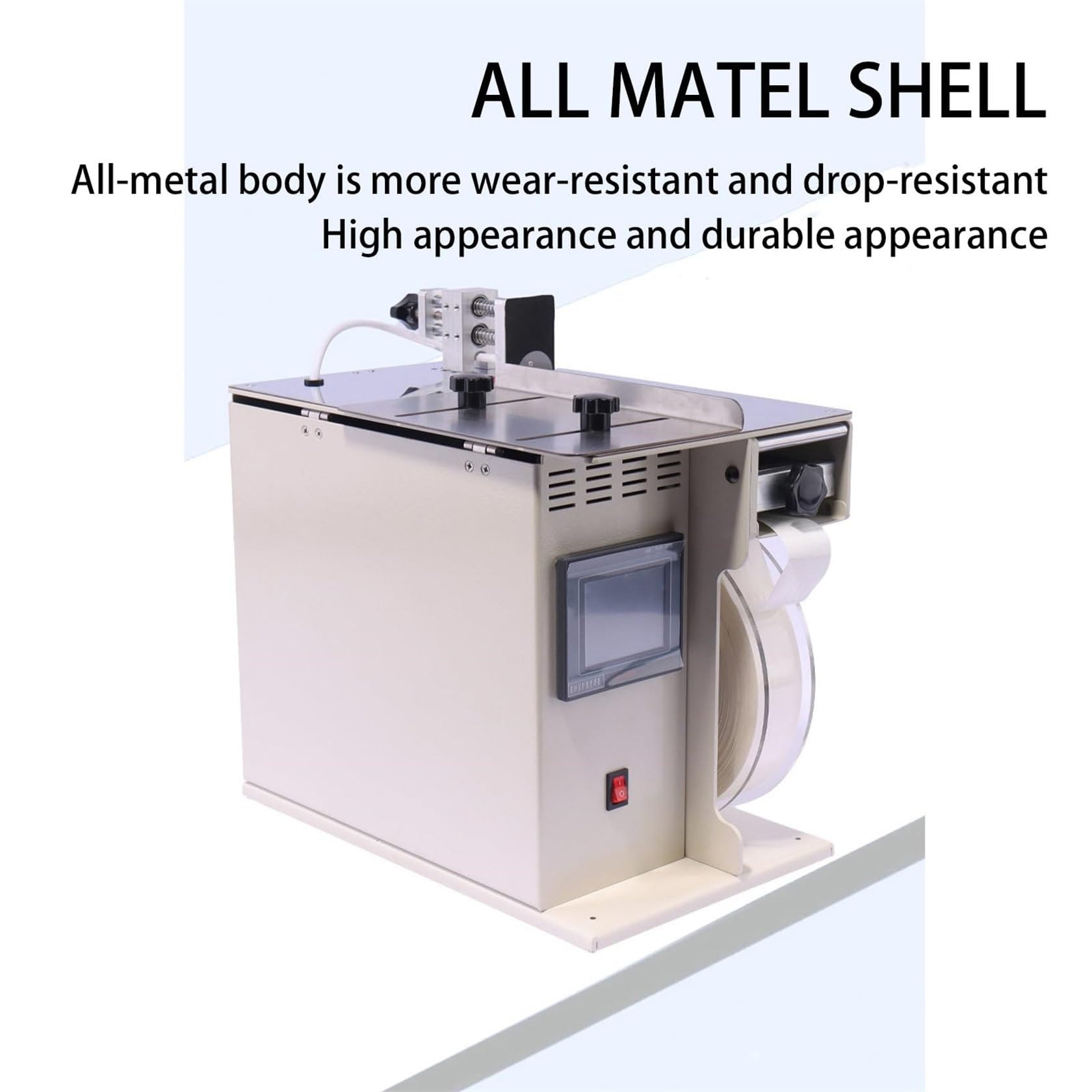 Etiquetadora automática de esquinas, etiquetadora de ángulo recto pelable de 200 W con ajuste de velocidad/longitud, pantalla táctil y cuerpo de metal duradero