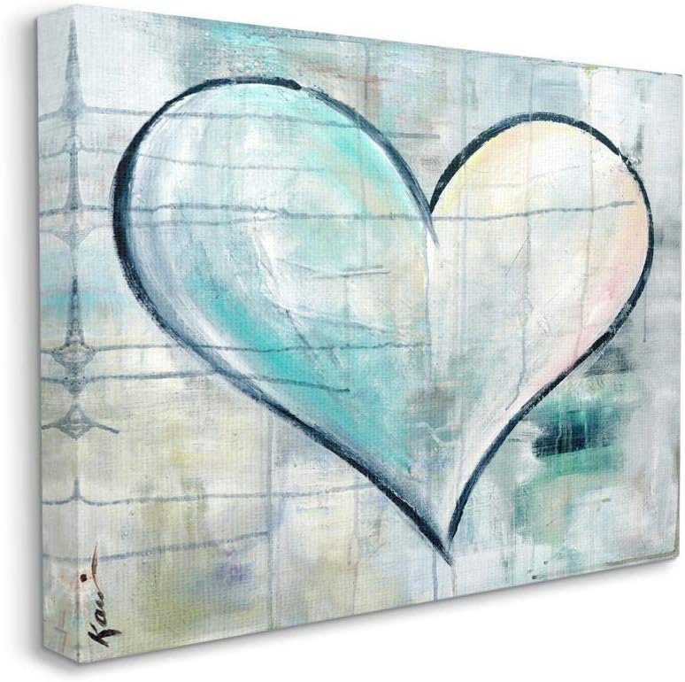 Stupell Industries Graffiti Texture Heart Blue White Painting, Design by Kami Lerner Wall Art, 24 x 30, Canvas