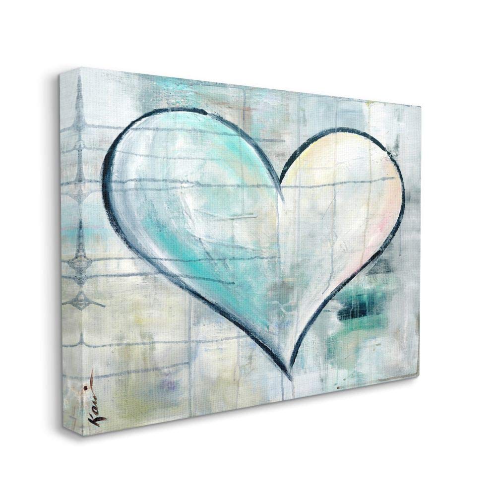 Stupell Industries Graffiti Texture Heart Blue White Painting, Design by Kami Lerner Wall Art, 24 x 30, Canvas