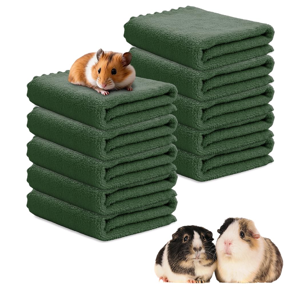 Lot de 10 Tapis pour Rongeur - Couverture pour Cochon d'Inde - Imperméables - Tapis Cochon d'Inde Absorbant - Lavable - pour Petits Animaux, Hamsters, Chiots, Chats - 60 x 45 cm (Vert)