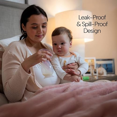 Miniatura 4 de Zomee Extractor de leche manual de silicona - Botella de recolección de leche manos libres para madres lactantes - Sin BPA, a prueba de fugas,