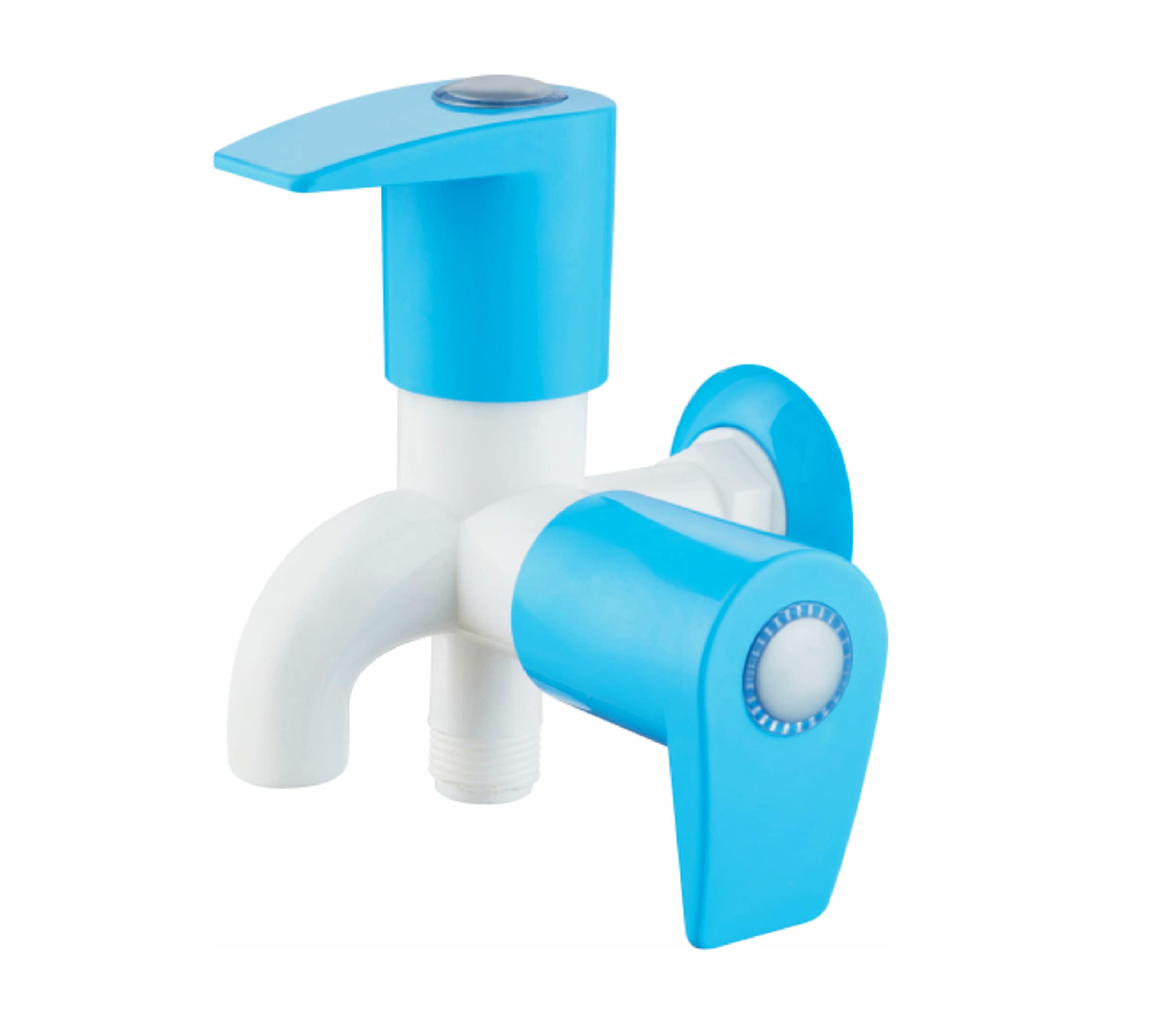 SanituF AU-2109 P1 | 2 Way Bib Cock PTMT Tap | PTMT Aura Series Plastic 2 Way Bib Cock Faucet/Tap for Attachment of Health Faucet or Hand Shower with Wall Flange | (Blue & White) | (Pack of 1) (B0C3DD4RPL) Amazon Price History, Amazon Price Tracker