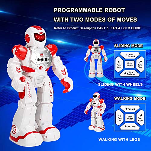 BEIWO Smart RC Robots for Kids, Intelligent Programmable Robot Toy, Remote Control Robot for Boy Toys, Dancing, Singing, Talking, Gesture Sensing Robotic Toys Boys Girls Kids Gift (Red)