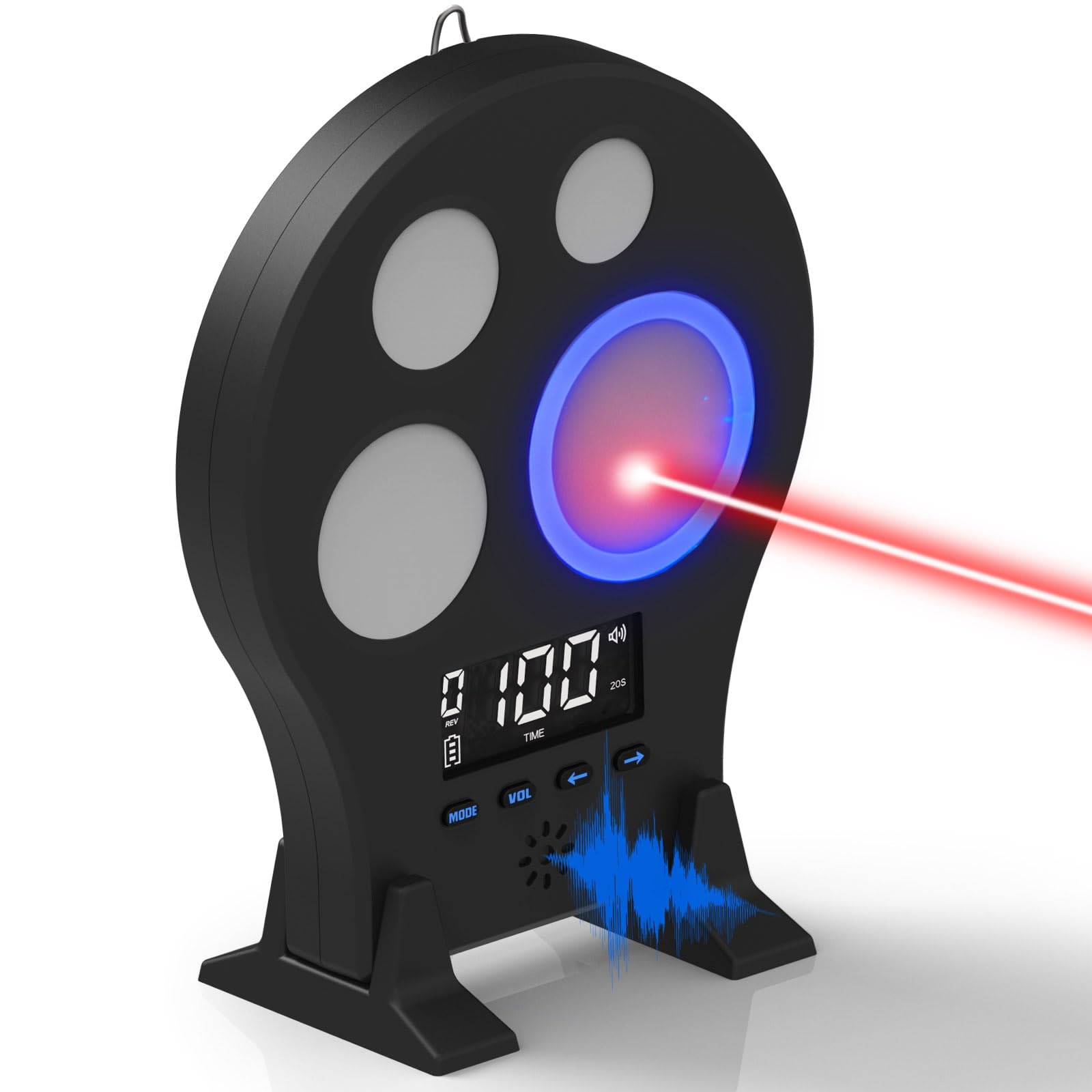 Objetivo de entrenamiento láser M-Target - Sistema de entrenamiento de fuego seco de cuatro zonas para práctica de tiro en interiores, con tres modos, registro de historia y funda portátil