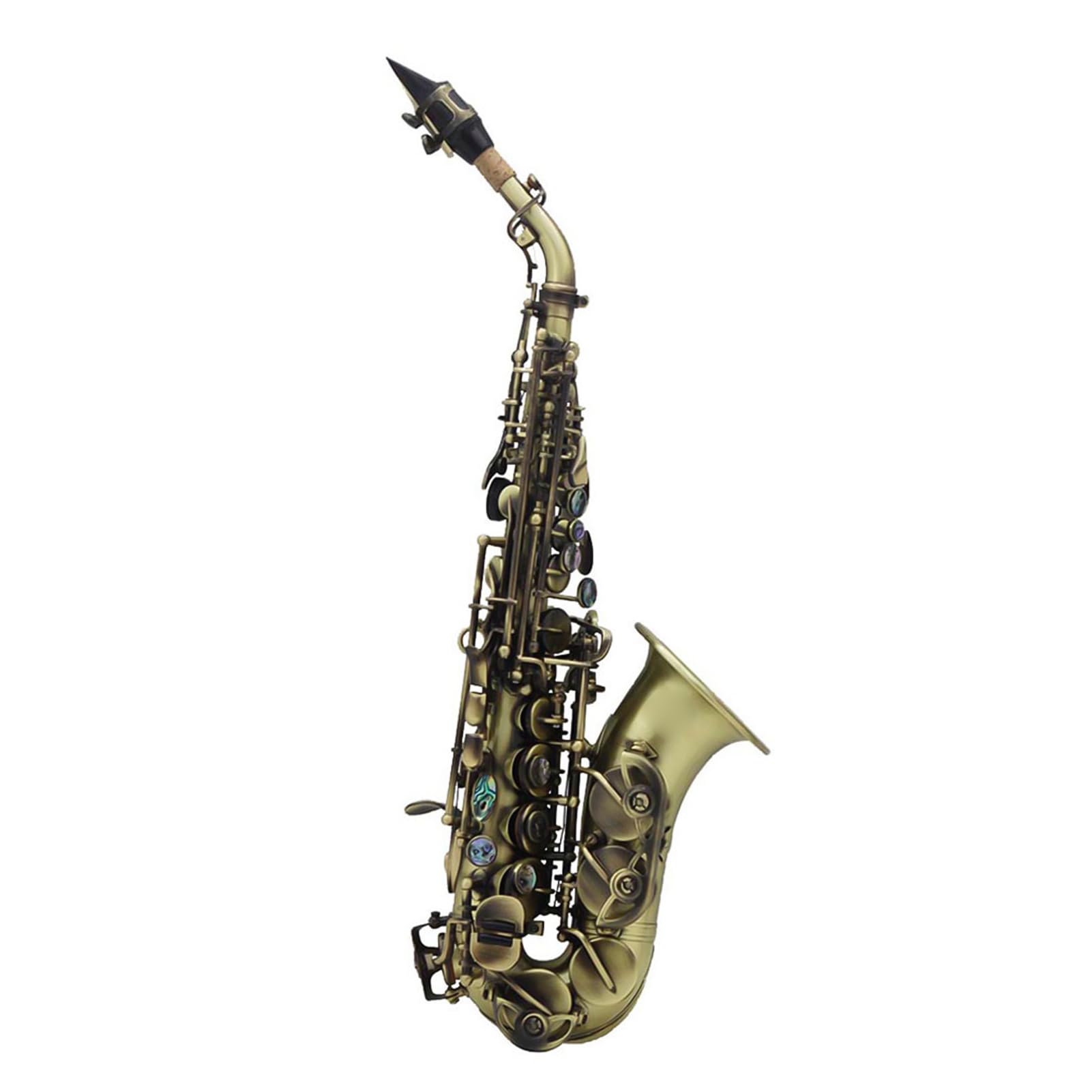 Karlak Sassofono Soprano in Sib di Alta qualità in Stile Vintage, Sax Ottone per Principianti, Musica Jazz, con Custodia per il Trasporto, Panno la Pulizia