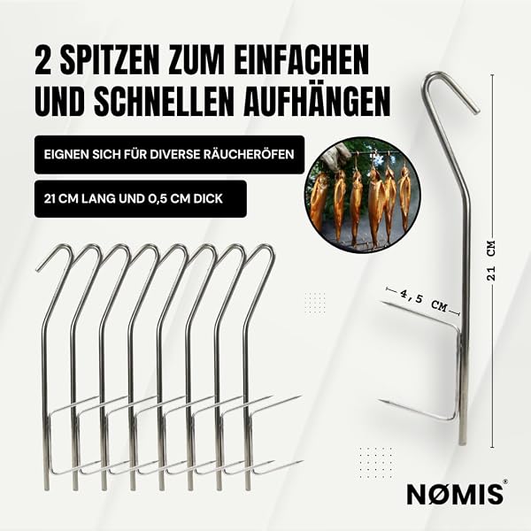 Räucherhaken [18er Set] VORTEILSPAKET | Edelstahl Räucherhaken für Fisch und Fleisch | Premium Räucherhaken für Forelle, Markele, Aal | Räucherhaken Fisch | 18x21cm | Räucherofen, Räucherchips Zubehör - 3