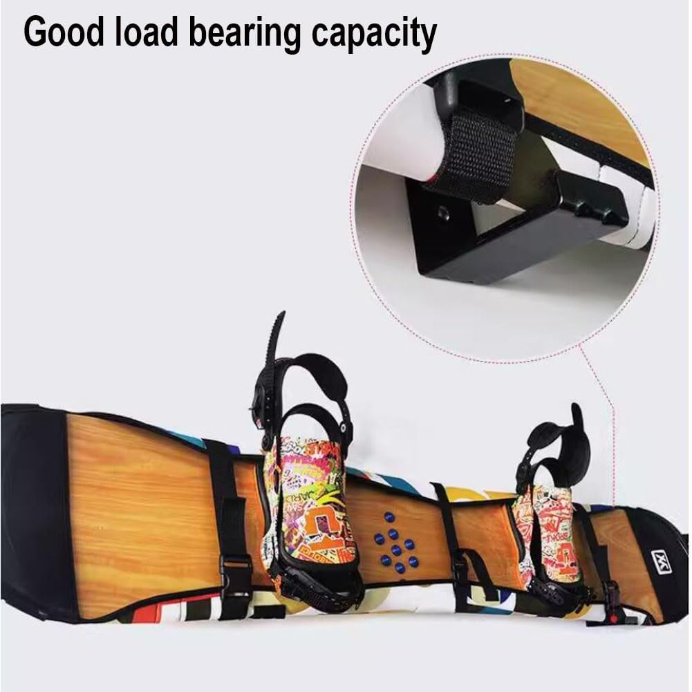 GRRICEPL 2pcs Snowboard Wall Mount Clips, Home and Garage Snowboard Storage, Indoor Snowboard Storage Metal Hooks (Color : Black, Size : Length-9.5cm)