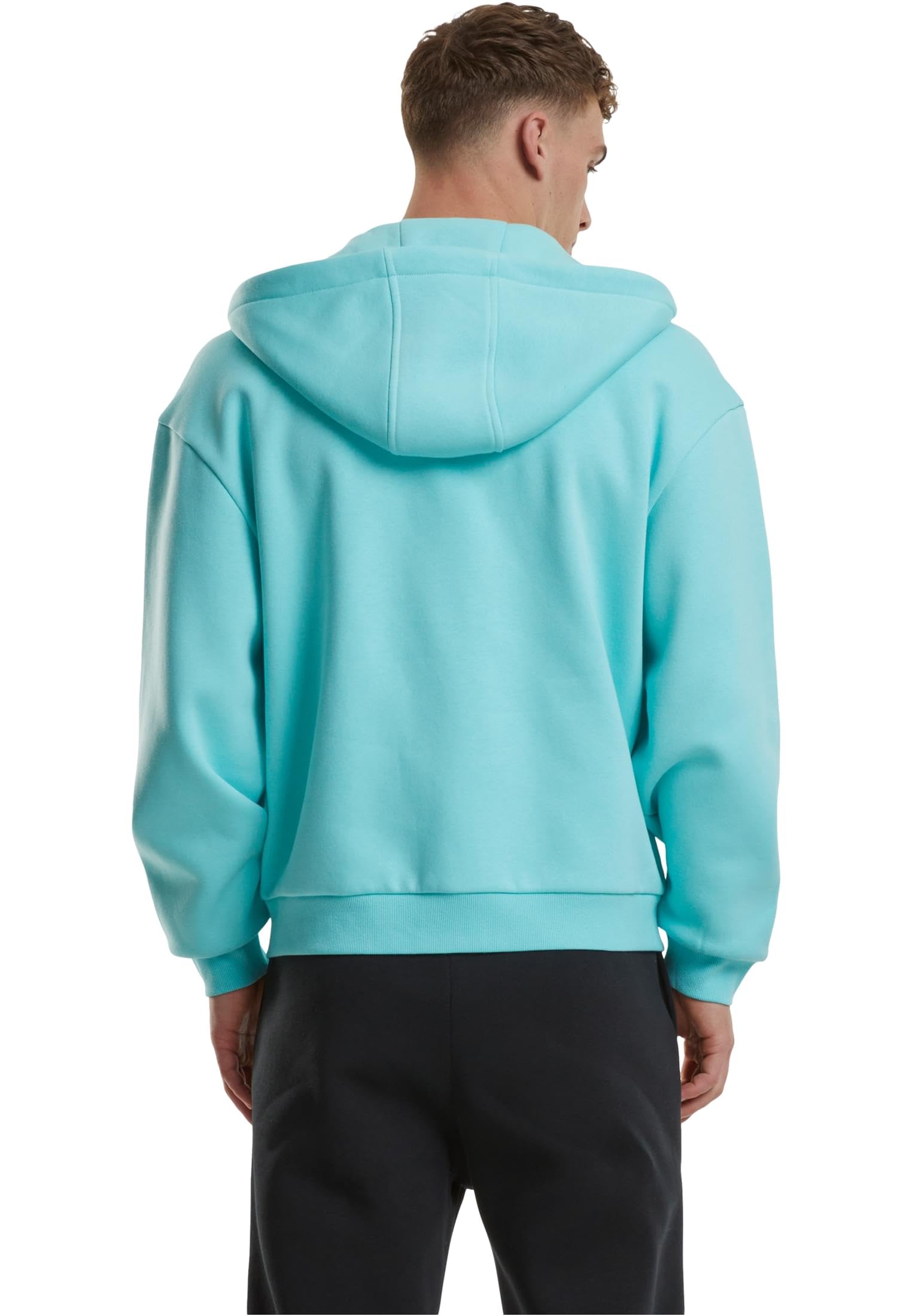 Urban Classics Męska bluza z kapturem Fluffy Zip Hoody, puszysta bluza z kapturem z zamkiem błyskawicznym, bluza z kapturem dla mężczyzn, oversize fit, Berylblue, 3XL