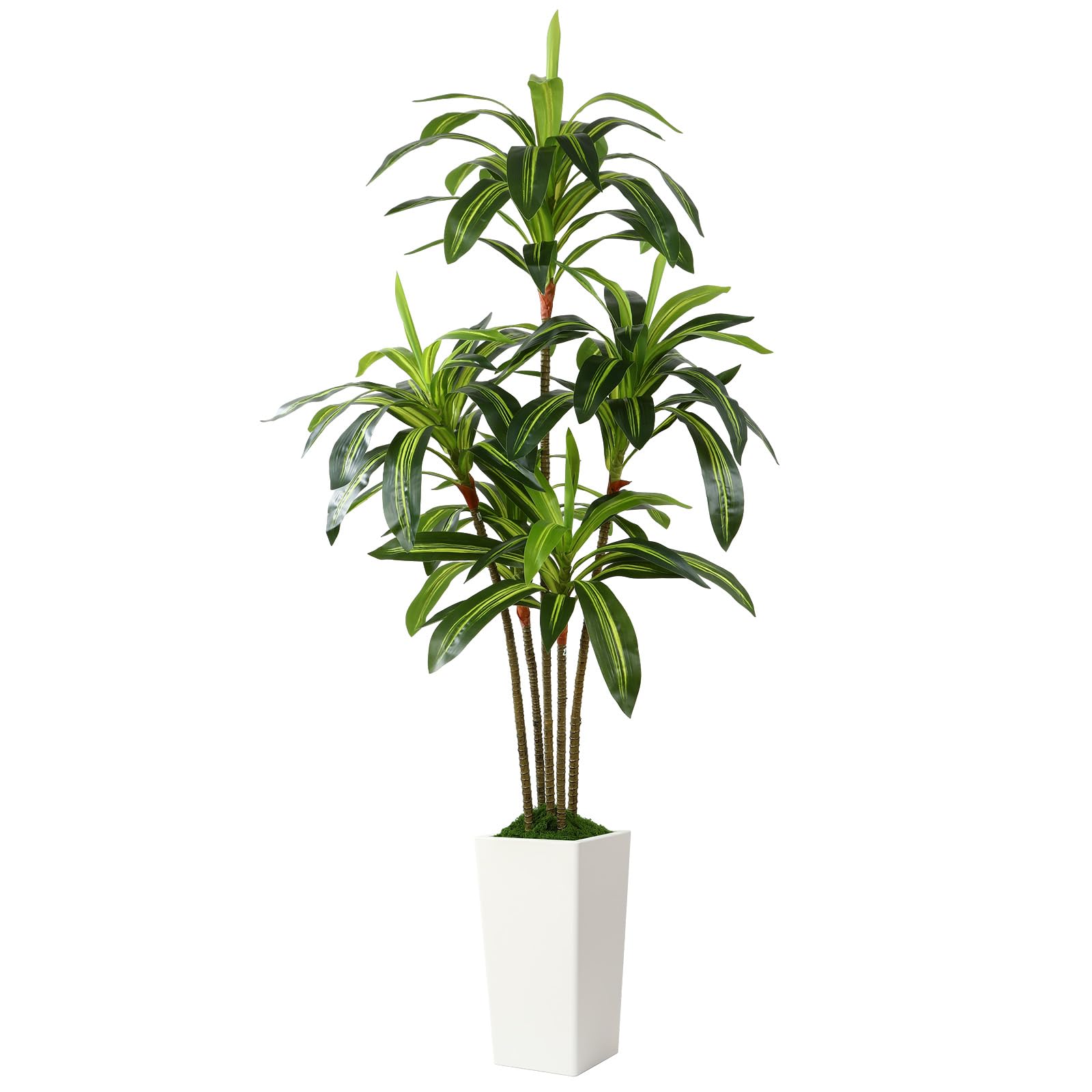 Alupssuc Artificial Dracaena Fake Tree 6FT, White High Pot Artificial Plants Indoor&Outdoor, Fake Plants for Office/Home/Living Room Potted Decoration