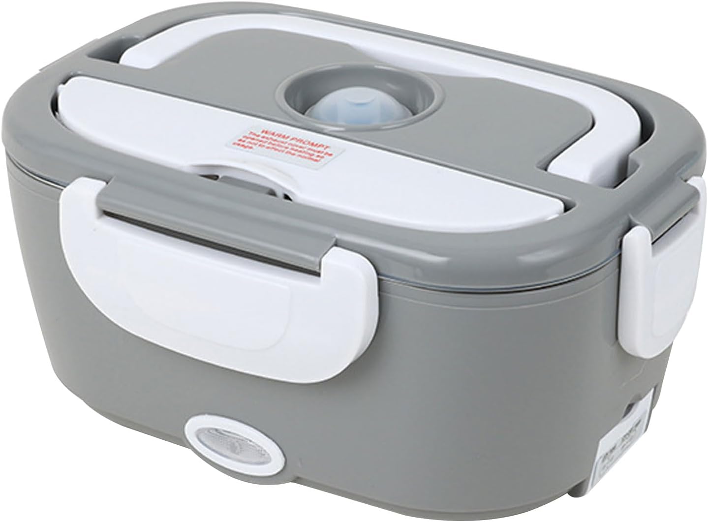 Electric Lunchboxes for Adults, Portable Food Warmer Lunchbox, Car Truck Home Office Electric Lunch Box Warmer 110V/12V/24V, with 2L 304 Stainless Steel Container, Fork Spoon (Grey)