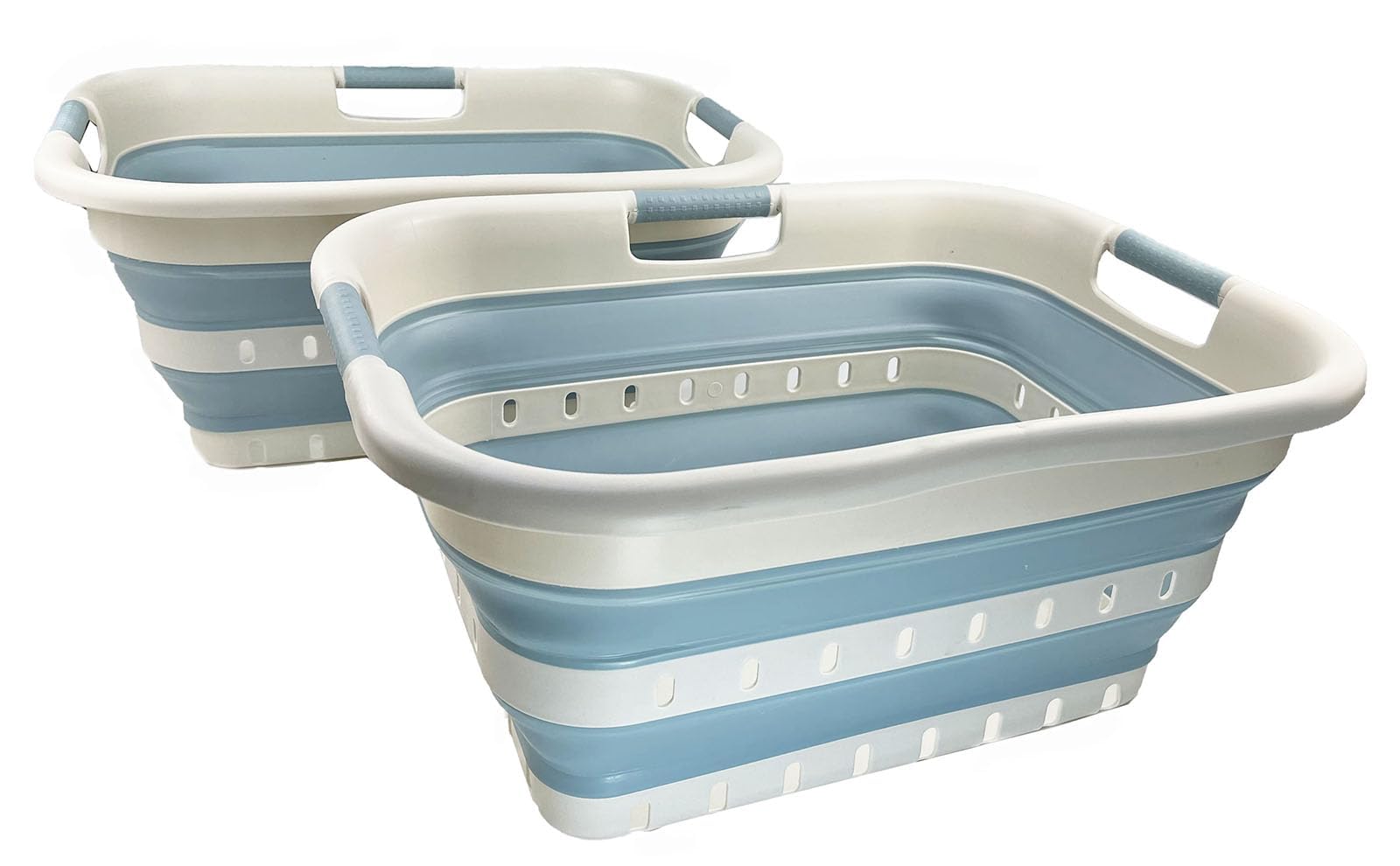 SAMMART 41L (10.8 Gallons) Collapsible 3 Handled Plastic Laundry Basket - Foldable Pop Up Storage Container/Organizer - Space Saving Hamper/Basket (2,