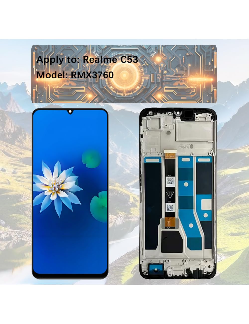 H&LYCYJ Schermo Display per Realme C53 RMX3760 Kit di Ricambio LCD con Telaio