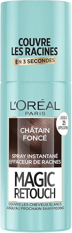 L’ORÉAL PARIS - Spray Instantané Correcteur de Racines & Cheveux Blancs - Hommes & Femmes - Magic Retouch - Châtain Foncé - 75ml