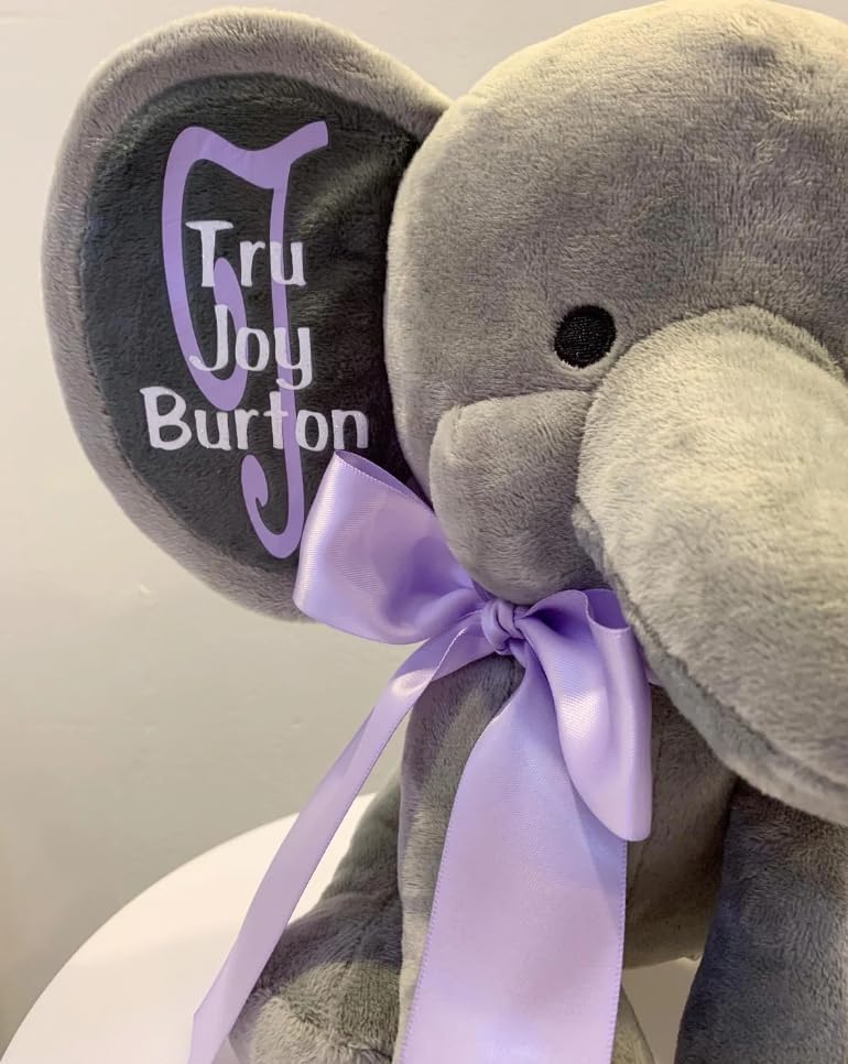 Miniatura 7 de Personalized Stuffed Elephant Plush - Custom Birth Stats Announcement Stuff Elephants Animals for Babies, Baby Shower, Boy, Girl, Newborn,
