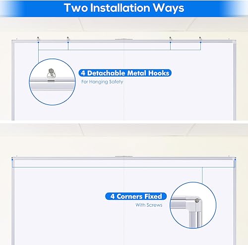 Miniatura 7 de Pizarra blanca magnética de borrado en seco para pared, de 72" x 48" (6 pies x 4 pies), marco de aluminio montado en la pared, marcador plegable y