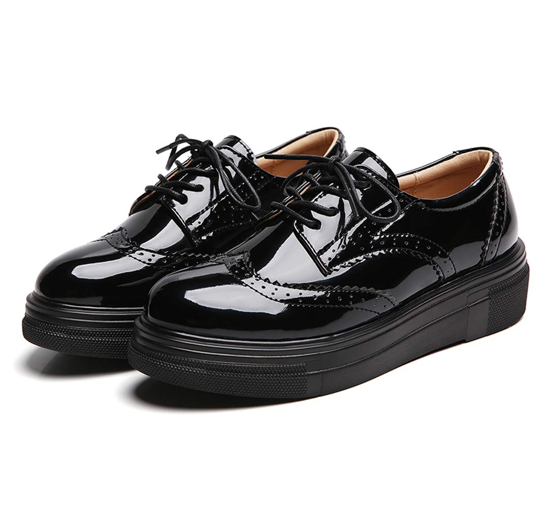 DADAWEN Femme Chaussures de Ville à Lacets Brogues Derbies Mocassins en Cuir Casual Mode Antidérapantes