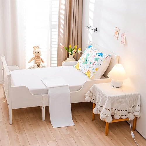 Miniatura 4 de Holawakaka Juego de ropa de cama de 4 piezas para niños pequeños, colorido dinosaurio impreso en blanco, incluye edredón acolchado, sábana bajera,